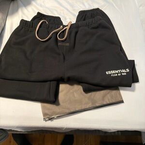 Essentials Black Joggers with Cream Drawstring